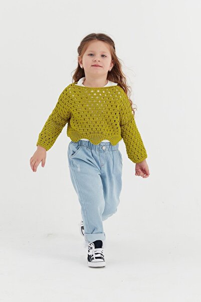 MARKALİSTE Oil Green Crop Knitwear Kids