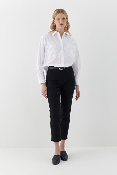 MARKALİSTE Elastic Waist Gabardine Trousers Black