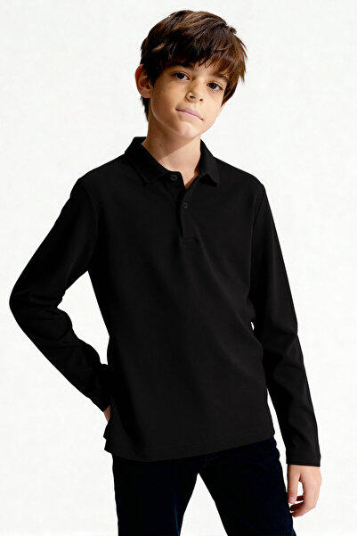 TOMMY LIFE Basic Polo Neck 2-Pack Black-Cagla Unisex Children's T-Shirt - 11170