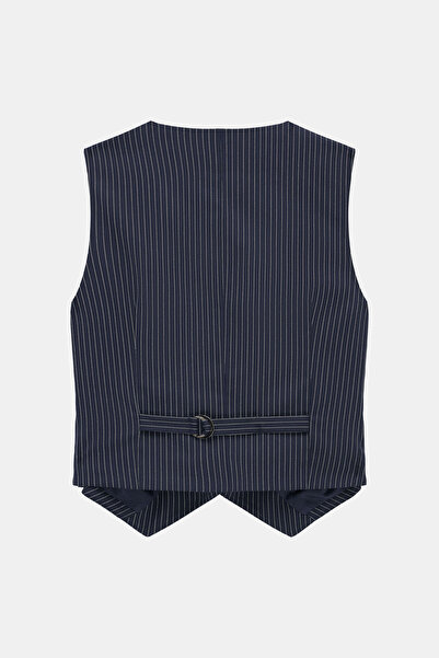 W Collection Dark Blue V-Neck Buttoned Vest