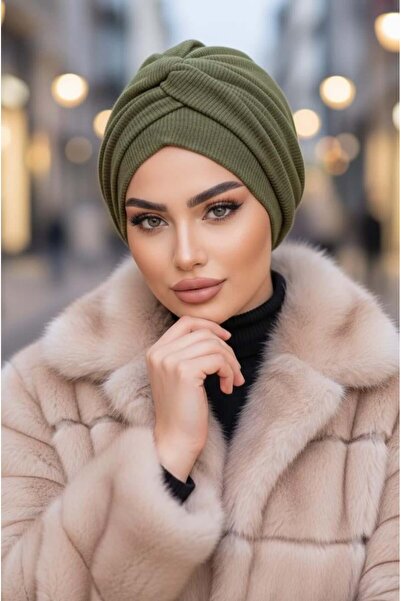 Aişe tesettür Хакі трикотаж з деталями у вигляді бургу