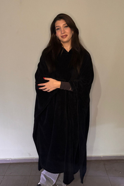 Nuvy Giyilebilir Hoodie Battaniye Siyah