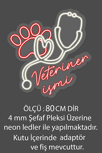 Masal Veteriner kliniklerine isme özel duvar neon led dekorasyon tabela