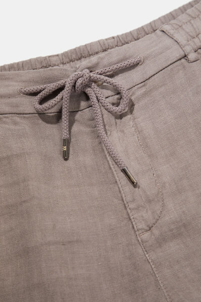 W Collection Mink Linen Lace-Up Zippered Bermuda Shorts