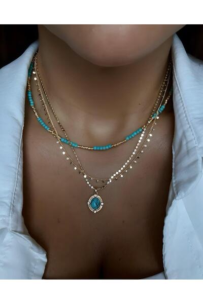 DGK COLLECTİON 14K gold renk,süper 3’lü kombin kolye 🩵