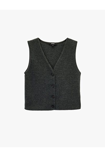 Koton Slim Fit Buttoned V-Neck Knitwear Vest