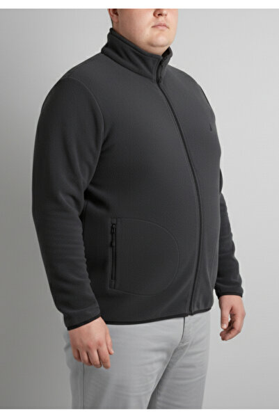 balkonda سترة رجالية من الصوف بسحاب وياقة، مقاس كبير جداً وواسع