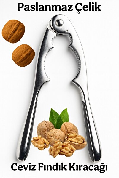 Funny Life Washable Home Stainless Steel Walnut Cracker - Almond Nut Cracker Metallic