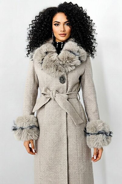CATALEYA Palton bej cu blanita detasabila