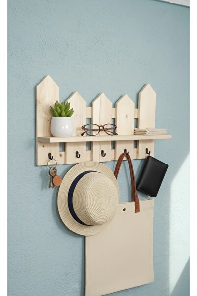 ARÇAMU DİZAYN Çit Görünümlü Askılı Ahşap Raf (Çiçek Hediyeli)