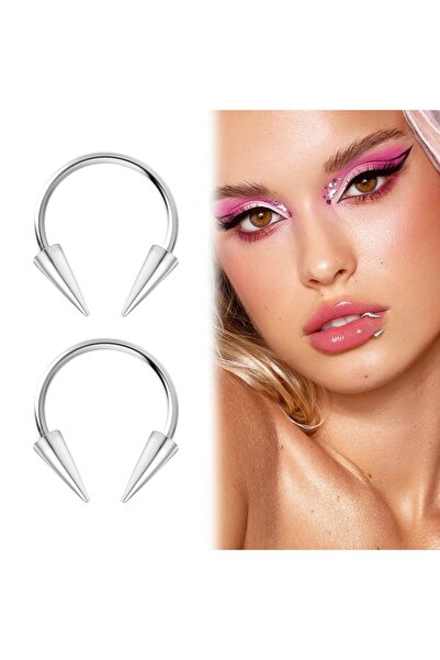 Bylin %100 Cerrahi Çelik Uzun Spaky Uçlu Dudak Piercing-Spaky 8mm-Çap 10mm- 1 adet