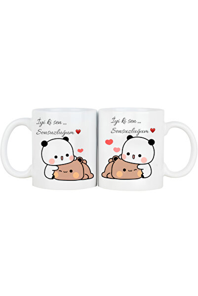 KEMAL İLHAN Bubu Dudu'You Are My Infinity' Porcelain Mug (Pair)