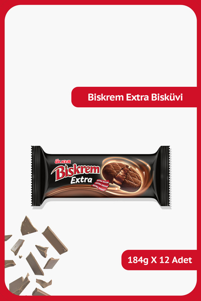 Ülker BİSKREM Extra - Kakao Kremalı - 184 gram - 12 Adet