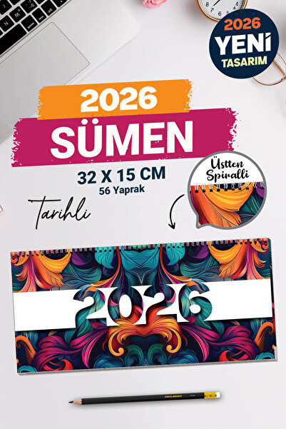 t tuğset etiket 2026 Sümen Masa Üstü Planlayıcı Planner Haftalık Günlük Planlayıcı Masa Takvimi 60 Yaprak Spirall