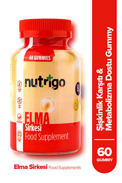 nutrigo Gummy Elma Sirkesi Sakızlı Vitamin -60Adet- B12 Vitamini, Jelatinsiz,...