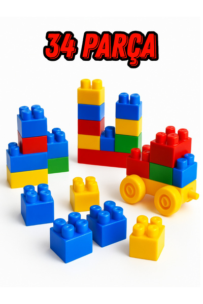 a v d a ARABALI Yapı Oyuncak YAPI BLOK SETİ OYUNCAK BLOKLAR 34 PARÇA