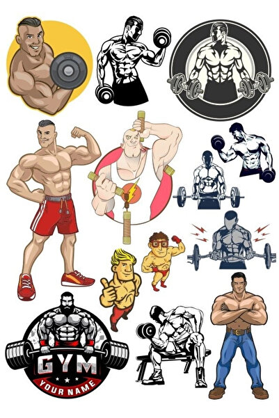 Reysa Tasarım GYM fitness Sticker Set 15 Parça Telefon, Tablet, Defter, Lapto...