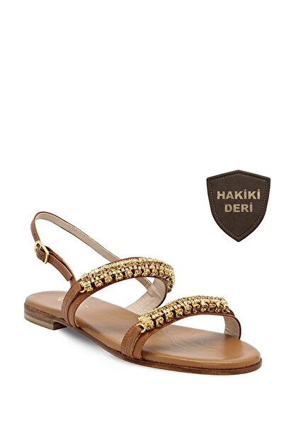 Vario Brown Stone Detailed Flat Sandals 283 Brown (Brown)