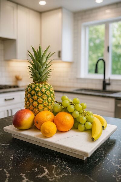 Çınar Mermer ve Granit Kuvars Mermer Ayaklı Sunum ve Servis Tabağı