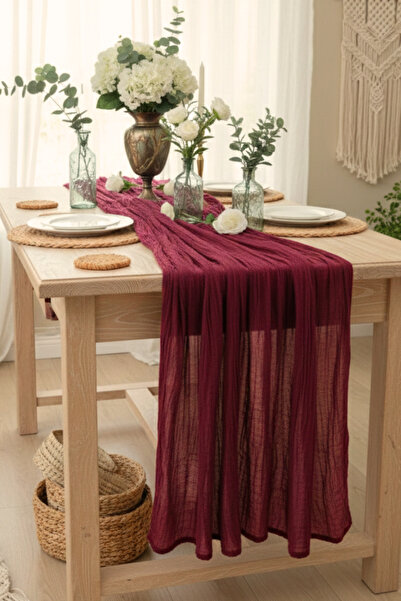 KAMİZ Bohemian Runner Tablecloth Modern Home Decor Wedding Engagement Table Cloth Dowry Set 100% Cotton