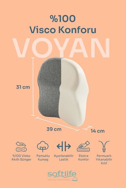 Softlife Voyan Visco Car and Gaming Chair Neck Pillow - Orthopedic Auto Seat Neck Support 39X31X14 cm