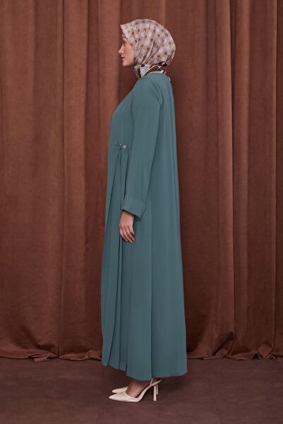 Levidor Πράσινο φεράκι με πλισέ στα πλαϊνά και λεπτομέρεια με κουμπιά