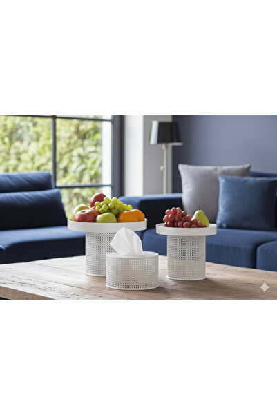 Generic Cake and dessert stand set + serving tray set + tissue box holder in a royal design