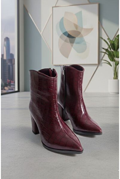 v.s.h velvet Dámské klasické dámské boty s krokodýlím vzorem se špičatou špičkou na silném podpatku s bočním zipem