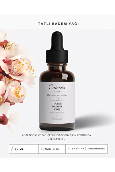 caintela Tatlı Badem Yağı 50 ml - Saçların Doğal Nem Dengesini Korumaya Yardımcı %100 Doğal ve Saf
