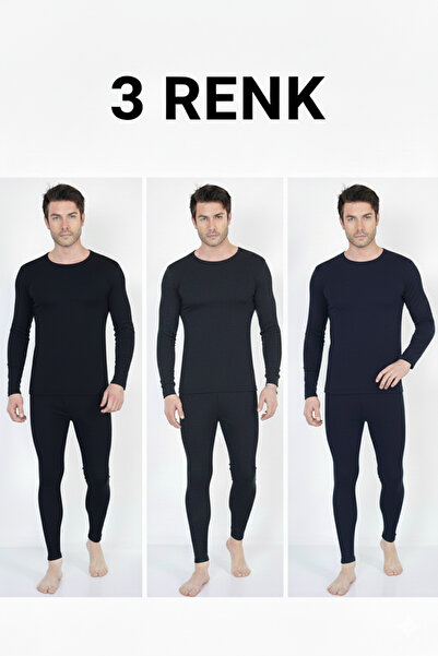 don-x | Супер 3-компонентен комплект мъжки зимни термо бельо от памук (черно,...