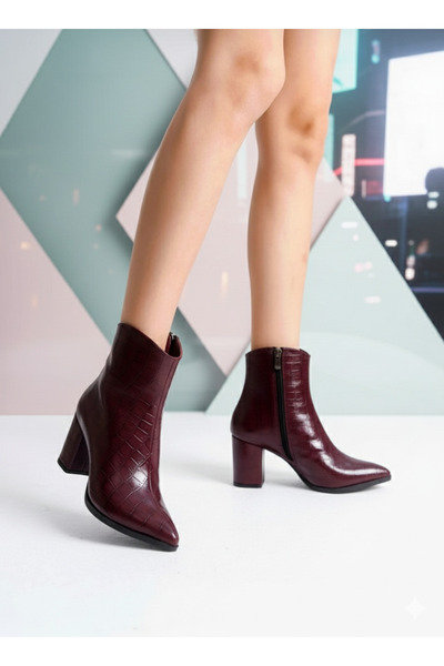 v.s.h velvet Dámské klasické dámské boty s krokodýlím vzorem se špičatou špičkou na silném podpatku s bočním zipem