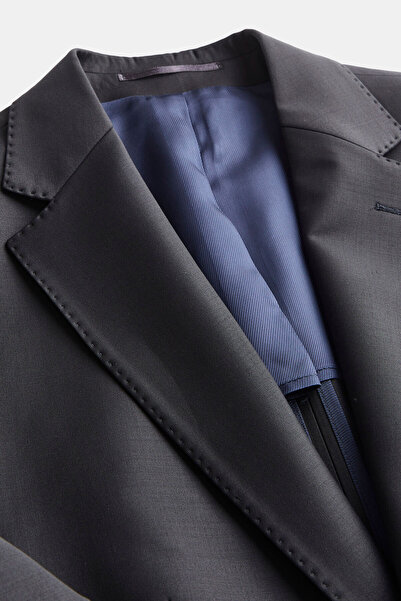 W Collection Dark Blue Buttoned Wool Jacket
