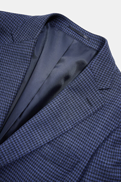 W Collection Dark Blue Buttoned Linen Wool Jacket