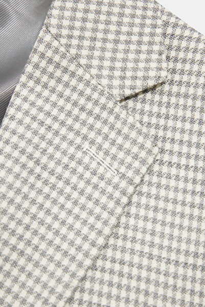 W Collection Gray Buttoned Linen Wool Jacket