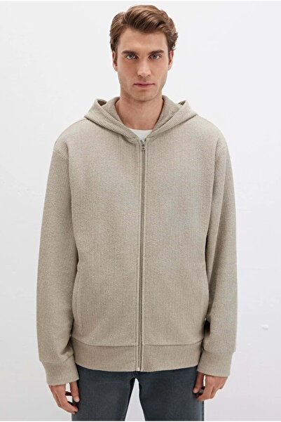 Mavi 0S10520 Jacket Hooded Zippered Men's Sweatshirt Beige