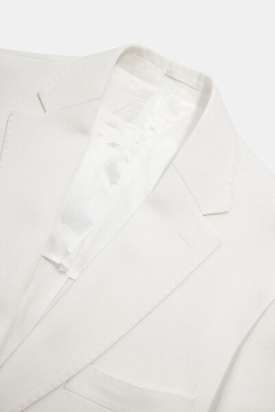 W Collection White Buttoned Linen Viscose Jacket