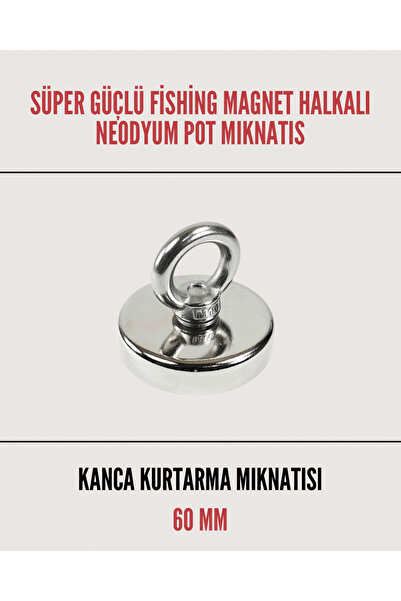 AYMAGNET Süper Güçlü Halkalı Büyük Neodyum Pot Mıknatıs - 60mm Çap, Fishing M...