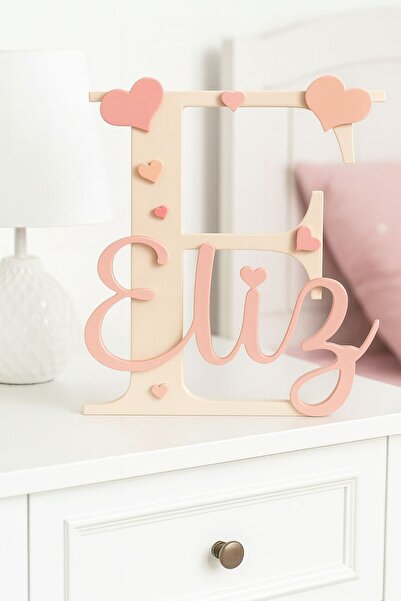 ElertDesignStudio Kişiye Özel Bebek Odası İsimli 3D Harf Dekoru İsim Standı /...
