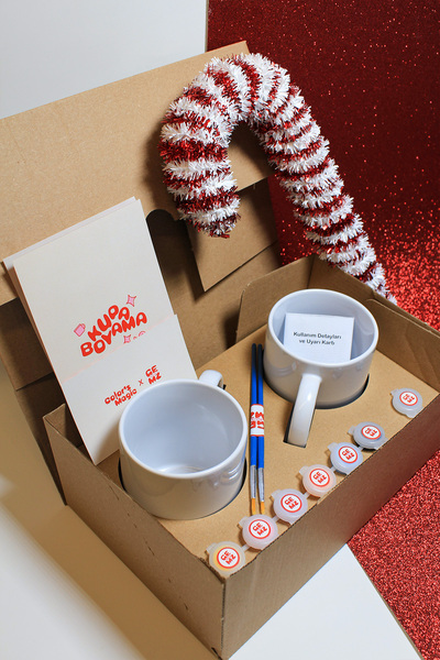 gemzco Sevgililer İçin Porselen Kupa Boyama Hobi Seti - Yılbaşı Hediye