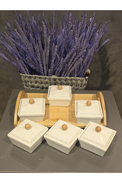 LILY HOME TUTKU LÜKS KAHVALTI SETİ PORSELEN BAMBU KAPAKLI 6 PARÇA