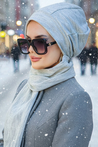 Aişe tesettür Gray Melange Hijab Beanie