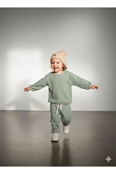 Kuğu Baby Unisex Waffle Bereli Üçlü Takım