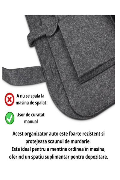 OEM Organizator auto multifuncțional pentru bancheta din spate – din fetru, suporturi pentru tabletă și băuturi, buzunare multiple, negru