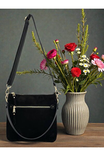 KRISTE BELL BAGET KOL ÇANTASI SİYAH hakiki deri omuz çantası