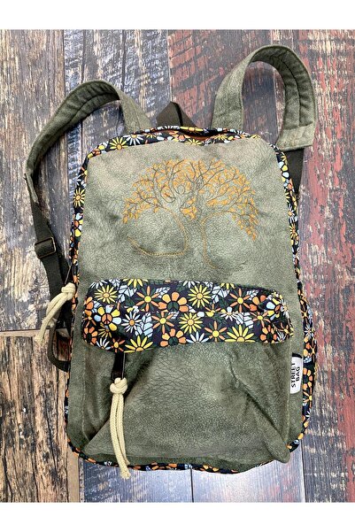 street&bagdnz حقيبة ظهر بنمط عرقي أصلي مع تطريز شجرة الحياة للاستخدام اليومي ...