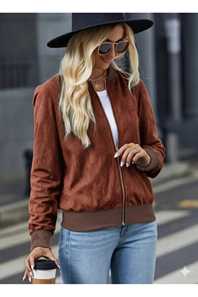 Silerra Women's Long Sleeve Front Zipper Suede Jacket