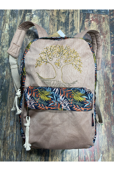 street&bagdnz حقيبة ظهر بوهيمية أصلية مطرزة بشجرة الحياة للاستخدام اليومي أثن...