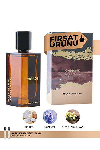 Maa Althahab Ombrage EDP 75 ML Erkek Parfümü, Tatlı Aromatik ve Vanilya Notalı