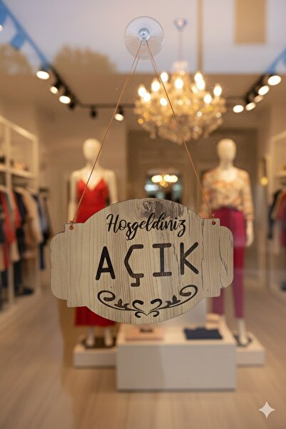 Store Shop Open Closed Sign Laser Engraving Wood (Welcome-Goodbye Writing) 20x14.5 cm