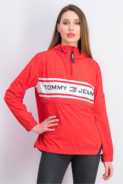 Tommy Jeans Women Brand Logo Windbreaker Jacket, Red